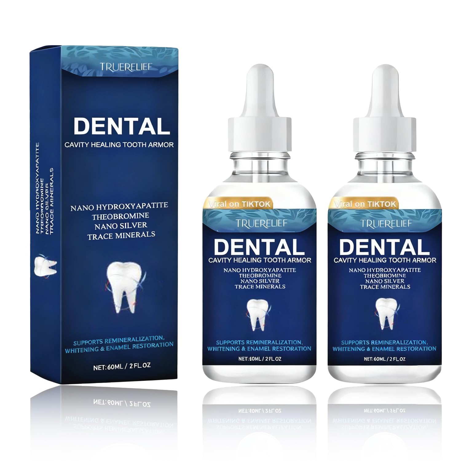 Cavity Healing Tooth Armor Liquid bottle showcasing enamel-strengthening formula with hydroxyapatite