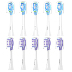 Cavzru 10-pack replacement toothbrush heads for Philips Sonicare (Purple and Blue) - product view 1