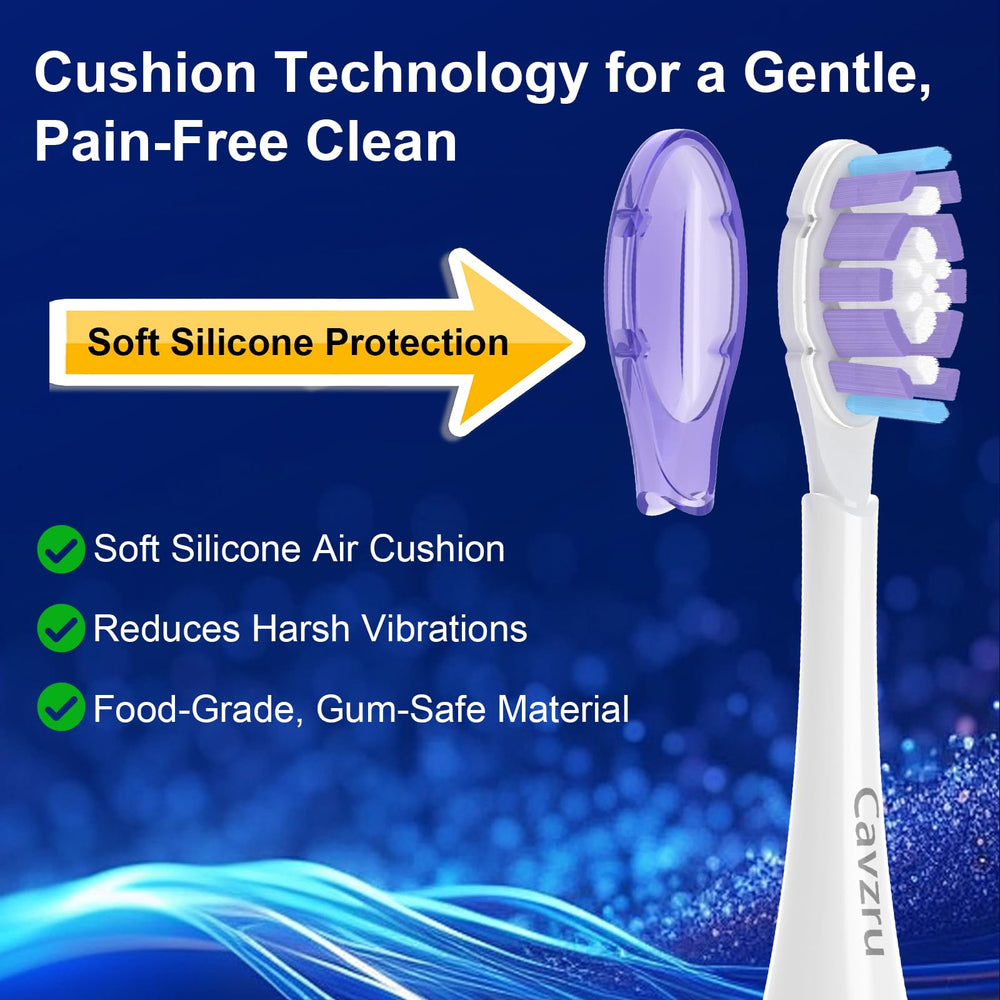 DuPont bristles close-up on Cavzru replacement head for Sonicare