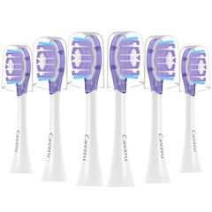 Cavzru 6-pack replacement toothbrush heads for Philips Sonicare in purple packaging