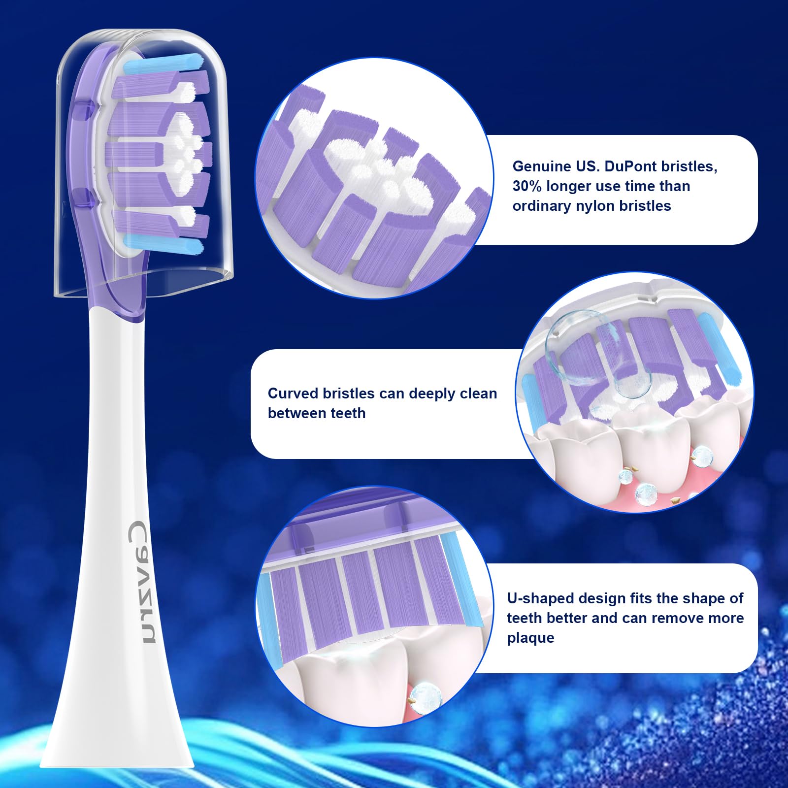 Six individually packaged Cavzru heads with hygienic covers for travel