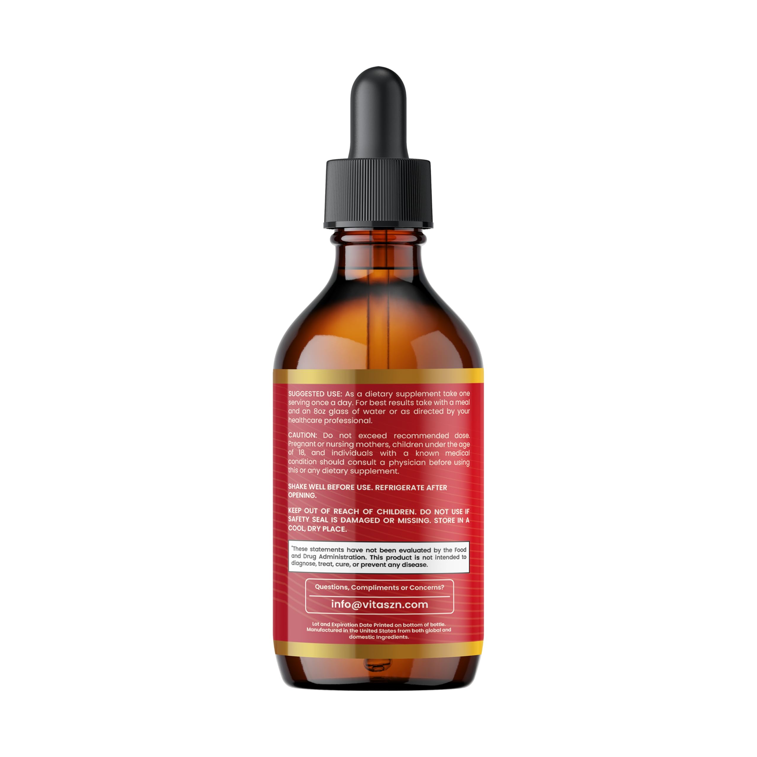 All-natural wellness liquid drops arrangement with ingredients