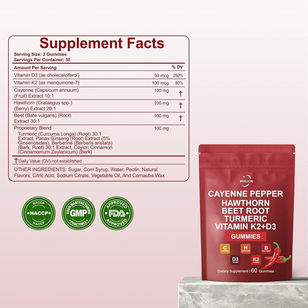 Lifestyle scene with Cayenne Pepper Extract Gummies on a table