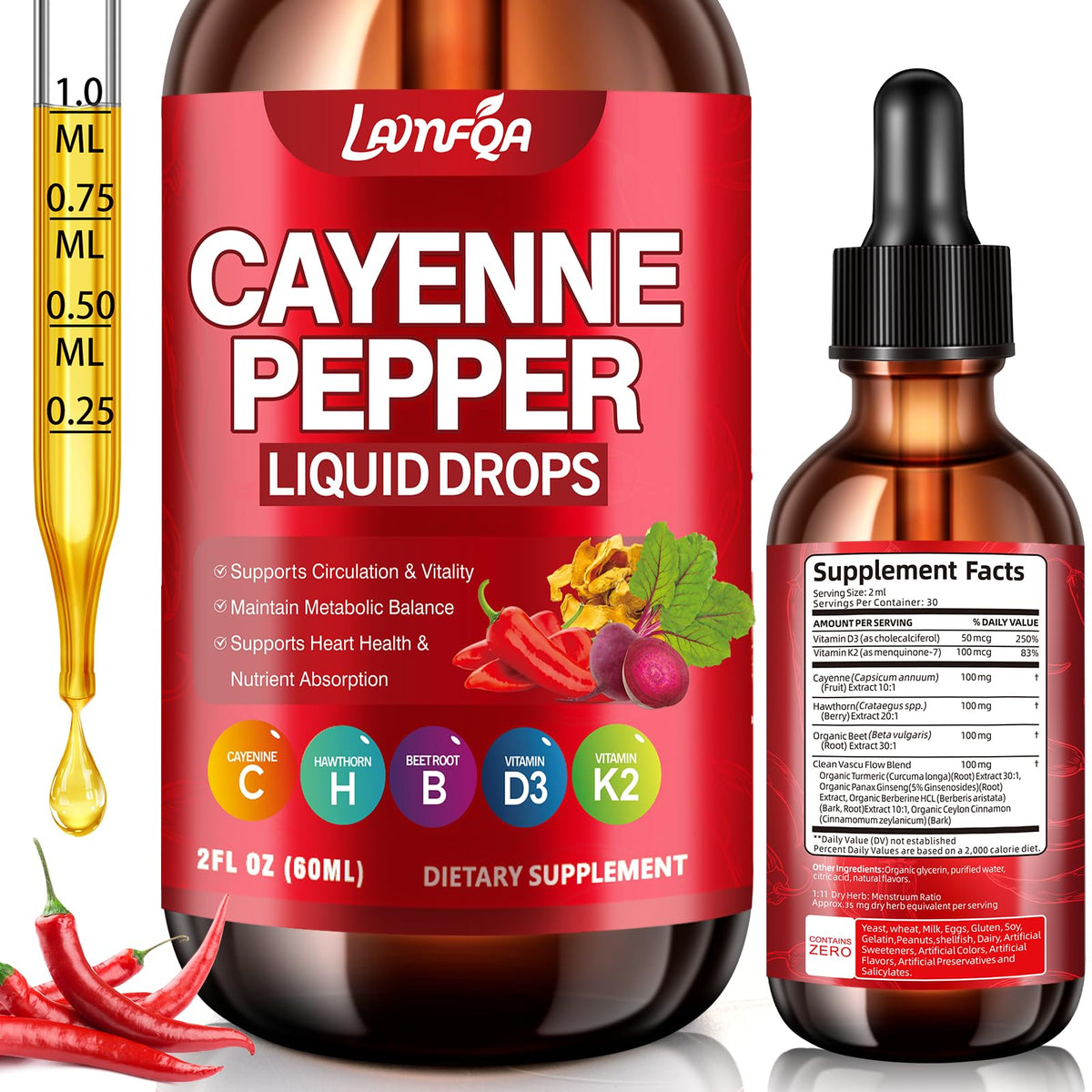 Hero image: Cayenne Pepper Liquid Drops bottle 2oz