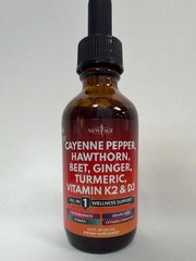 Close-up of Cayenne Pepper Liquid Drops label on bottle