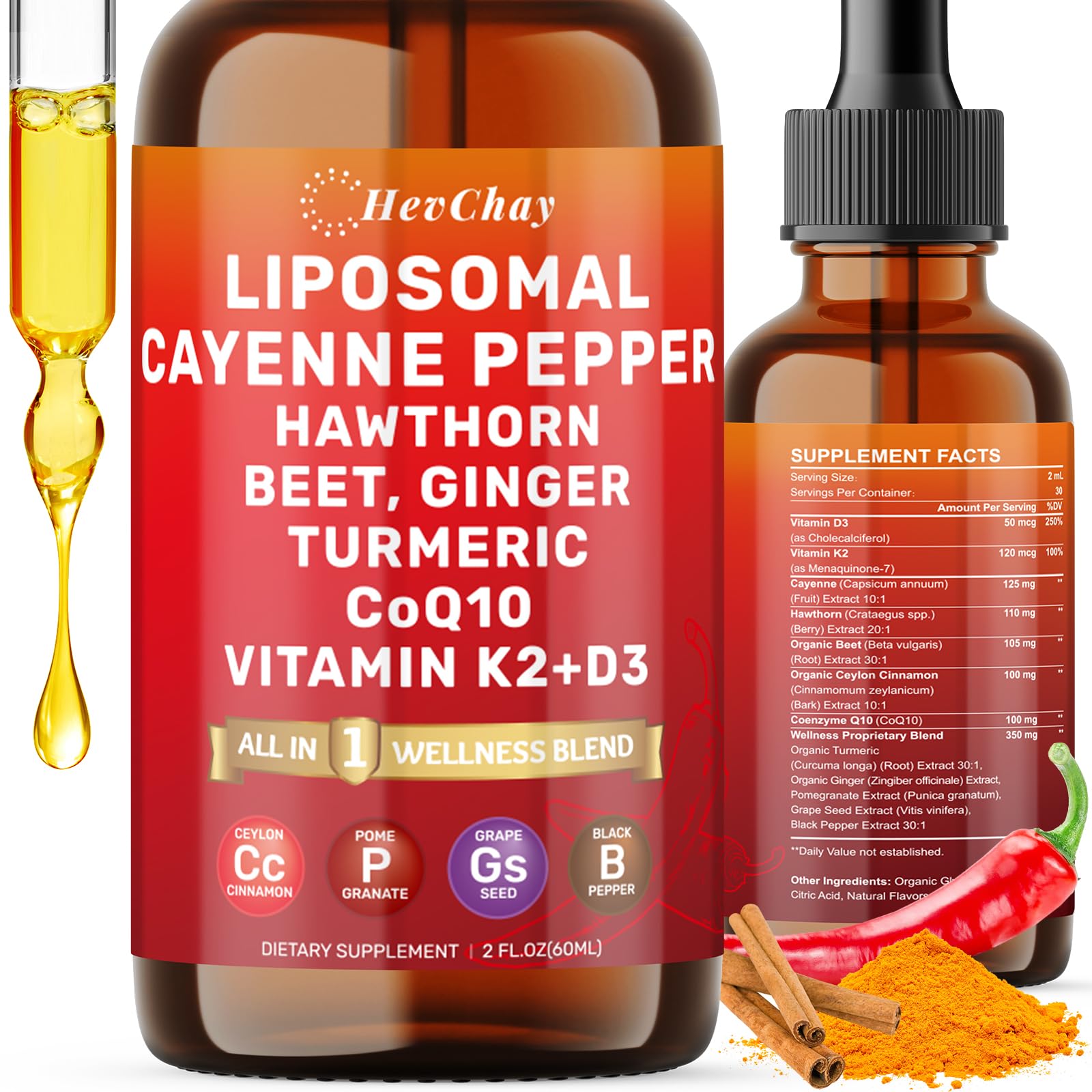 Liposomal Cayenne Pepper Drops bottle 2 oz