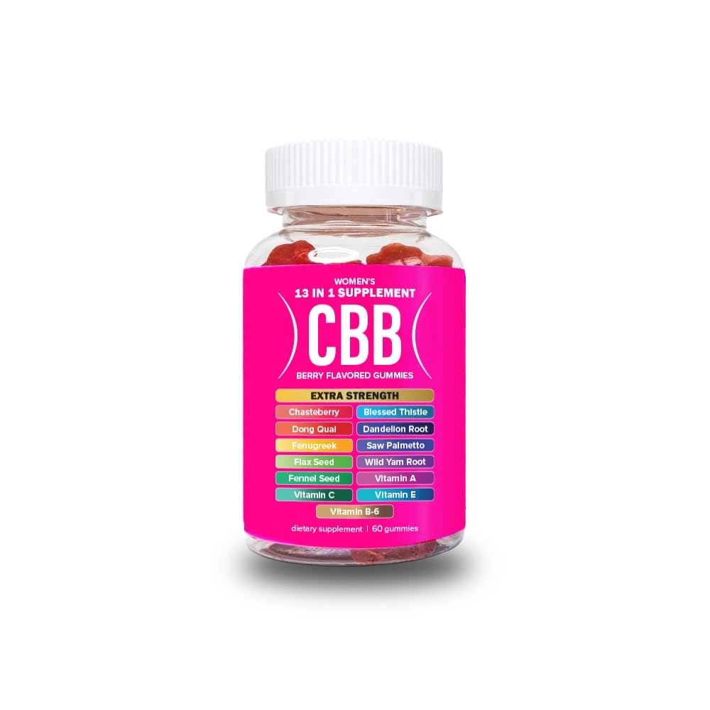 Bottle of CBB 13 in 1 Women’s Multivitamin Gummies Berry flavor with 60 gummies