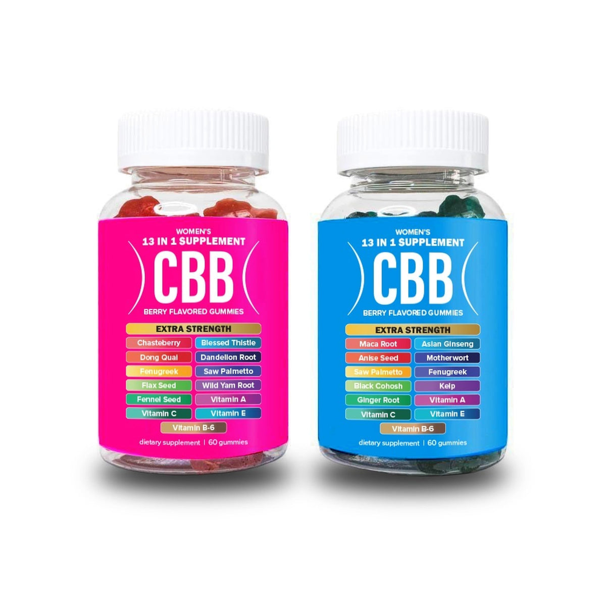 CBB pink bottle berry-flavored women's multivitamin gummies, 120-count