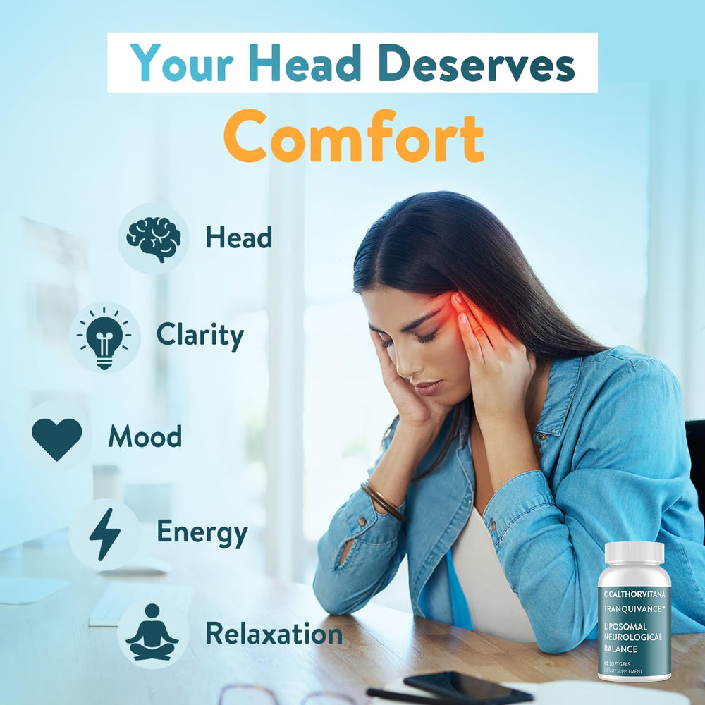 Back view of C Calthorvitana Migraine Relief Softgels bottle with details