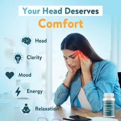 Back view of C Calthorvitana Migraine Relief Softgels bottle with details