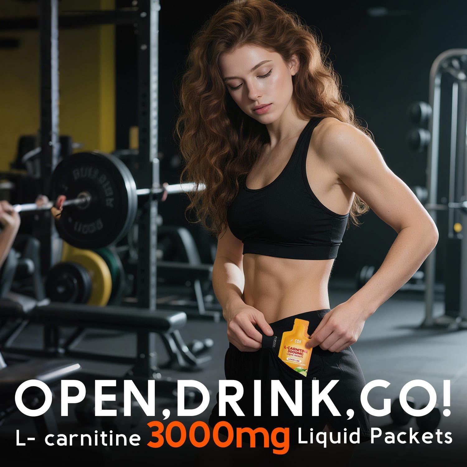 CDE L-Carnitine Liquid 3000mg lemon-lime flavor ready-to-drink pack.