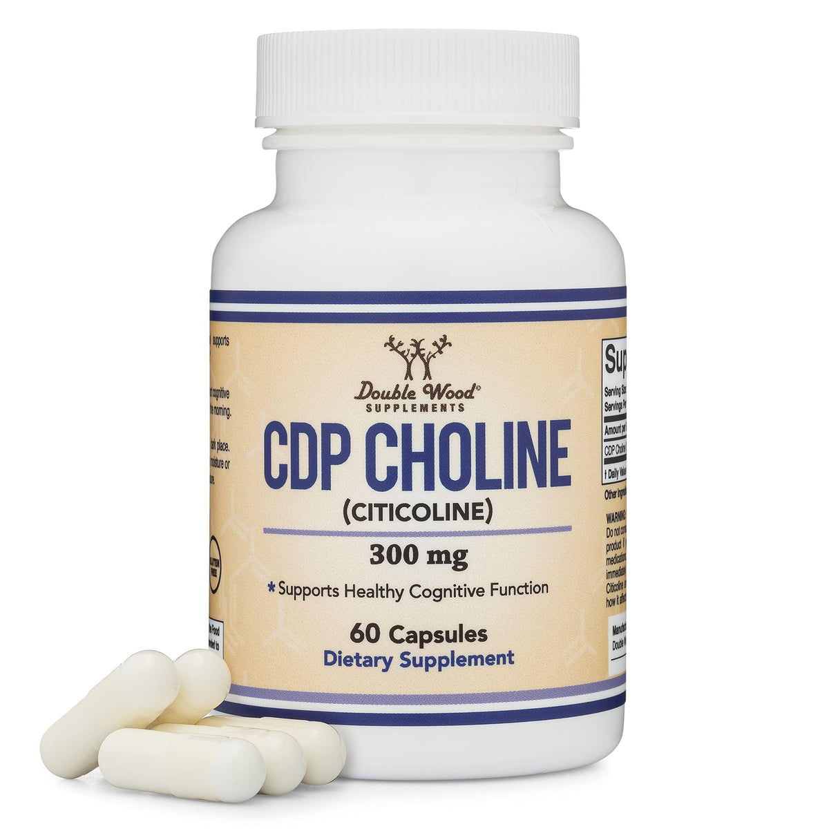 CDP Choline Citicoline supplement bottle on white background