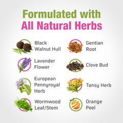 Cedar Bear Naturales herbal blend with black walnut and orange peel for digestion.