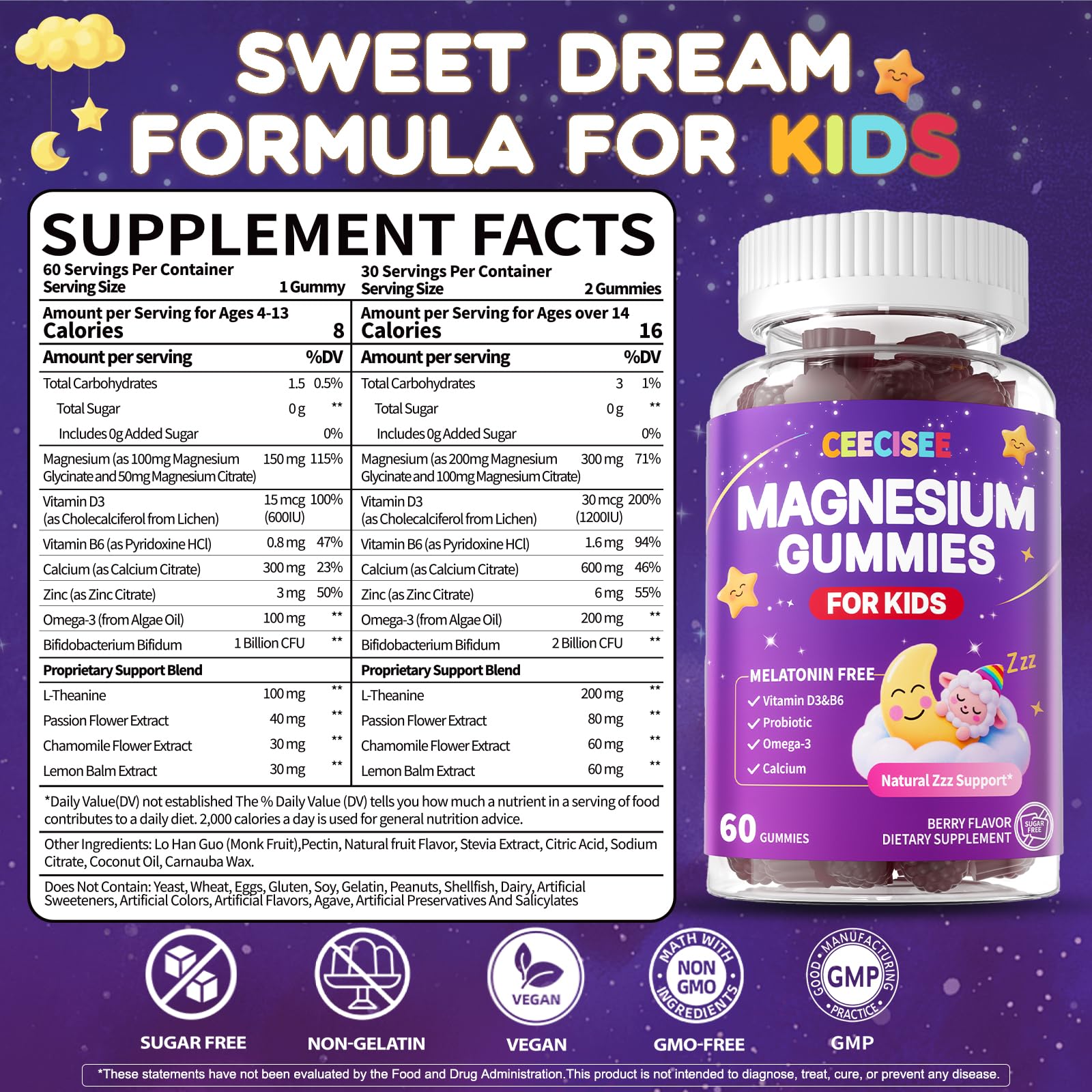 Close-up of mixed berry flavored gummies