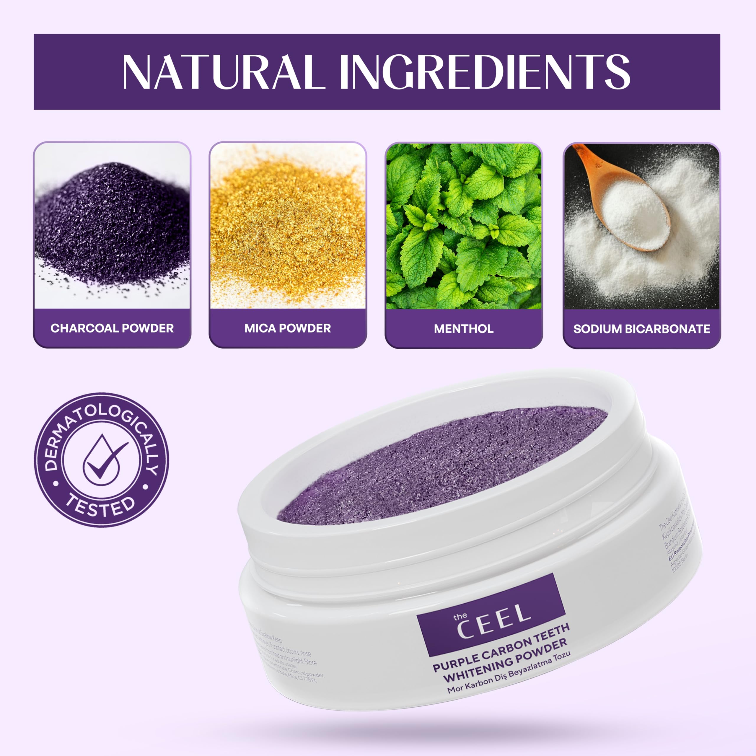 Bright, healthy smile after using Ceel Purple Whitening Powder