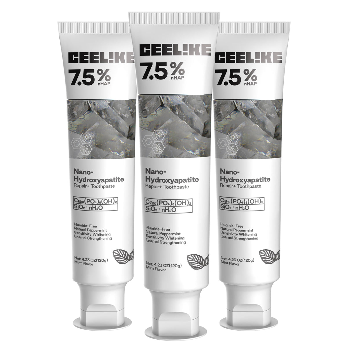CEELIKE 7.5% Hydroxyapatite Toothpaste tube and packaging