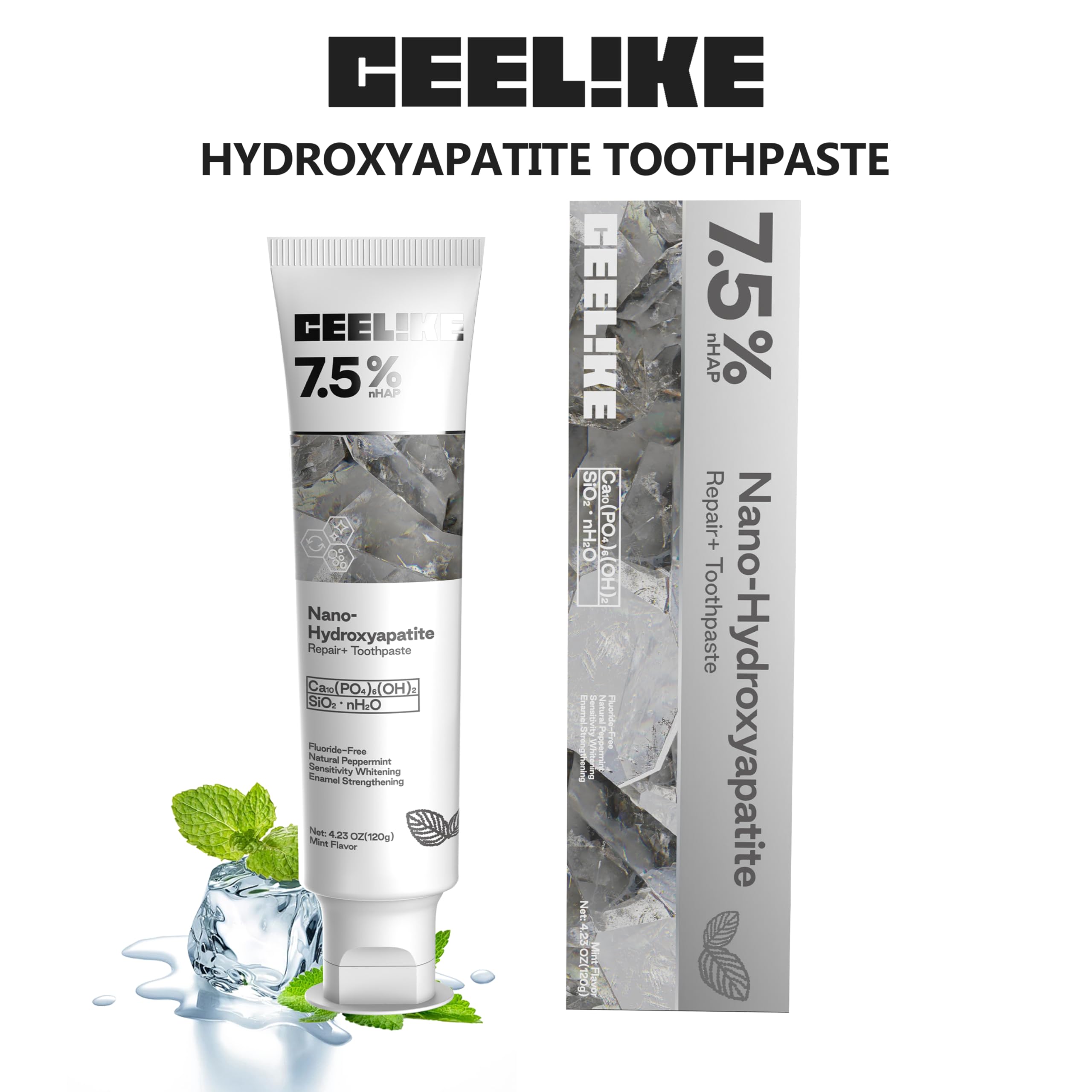 Illustration of enamel strengthening with hydroxyapatite