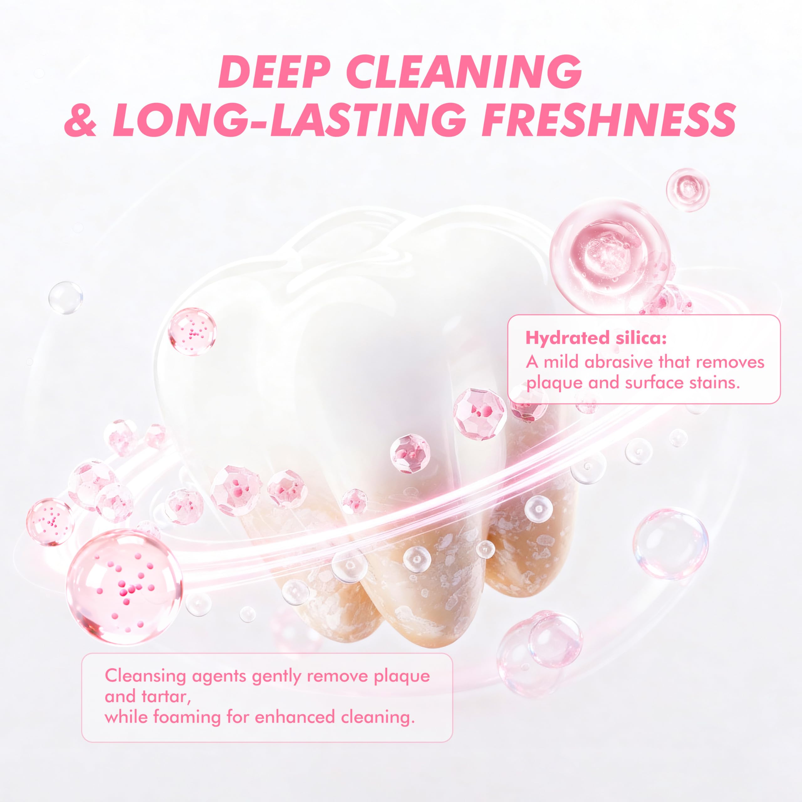 Close-up of gel toothpaste with pink specks