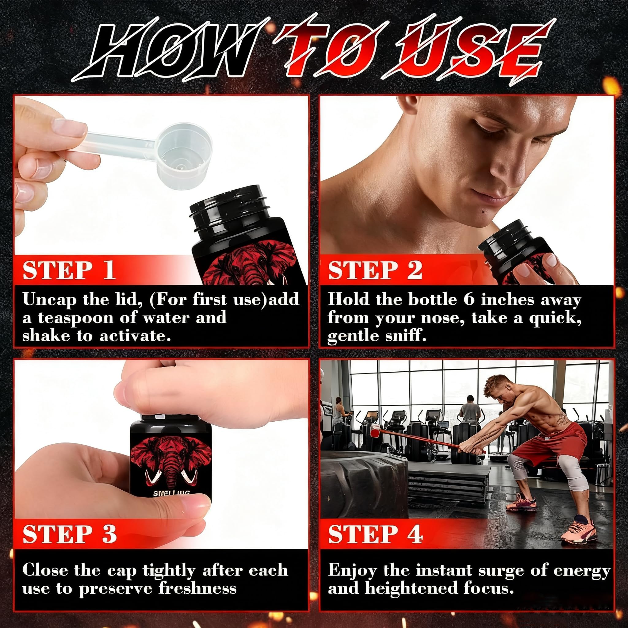 CEGWISP smelling salts water prep step quick rewet for sustained alertness.