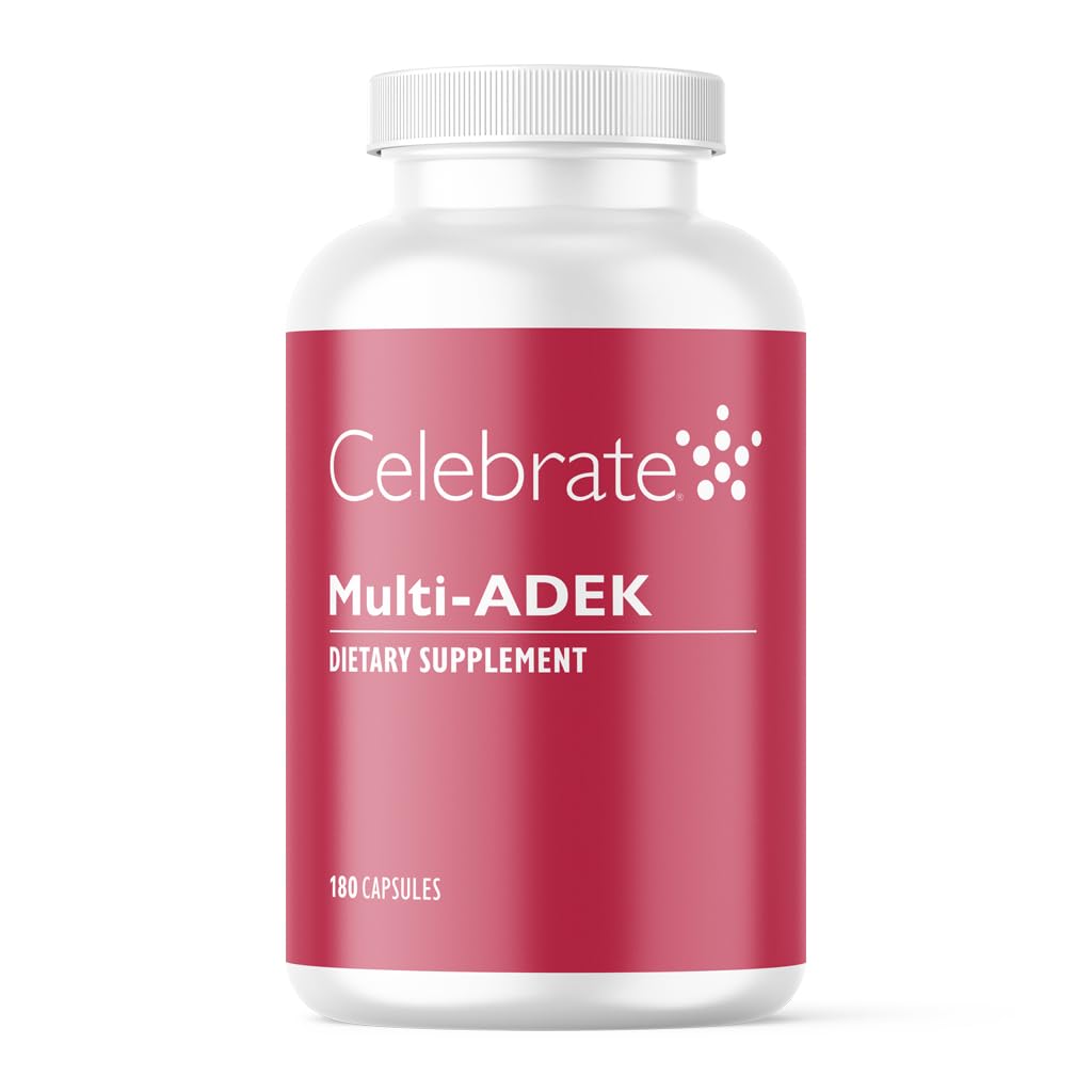 Bottle of Celebrate Vitamins Multi ADEK Iron Free bariatric multivitamin for Duodenal Switch with 180 capsules