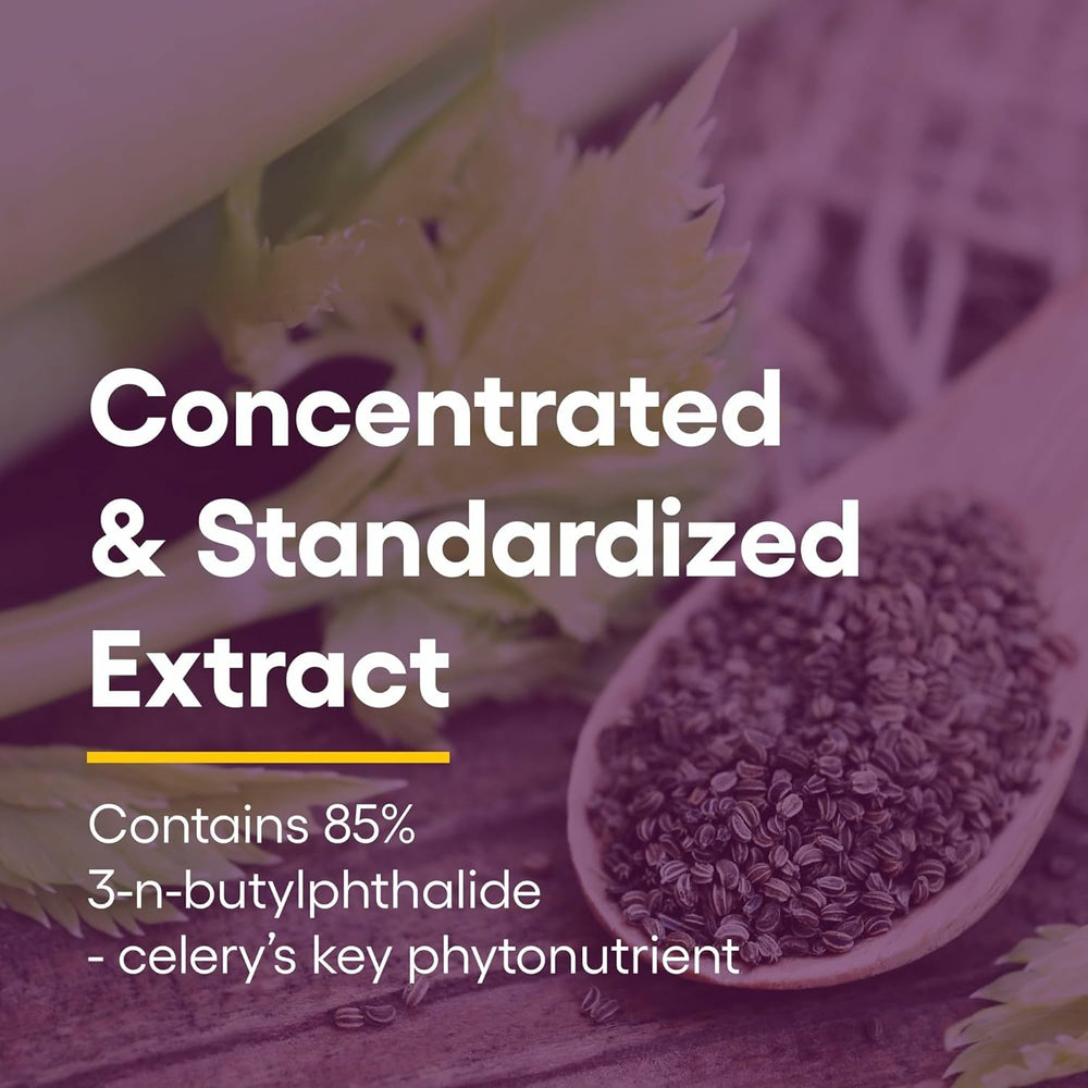 Close-up of Celery Seed Extract label highlighting 3nB content