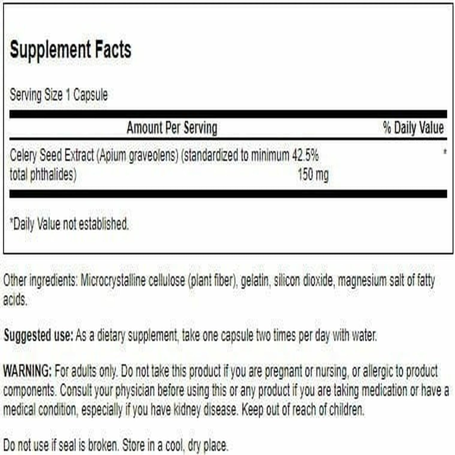 Celery seed extract phytochemicals including limonene, coumarin, and apigenin