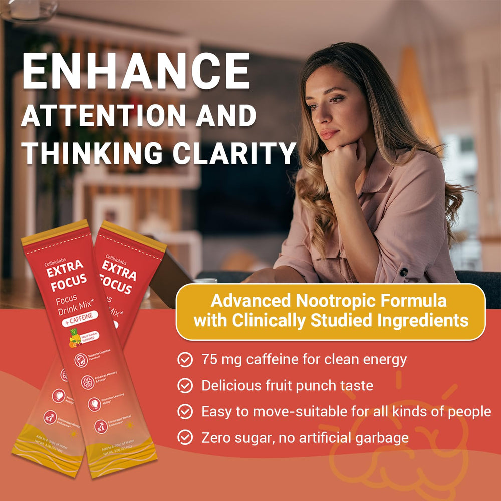 Cellbiolabs Extra Focus fruit punch label close-up.