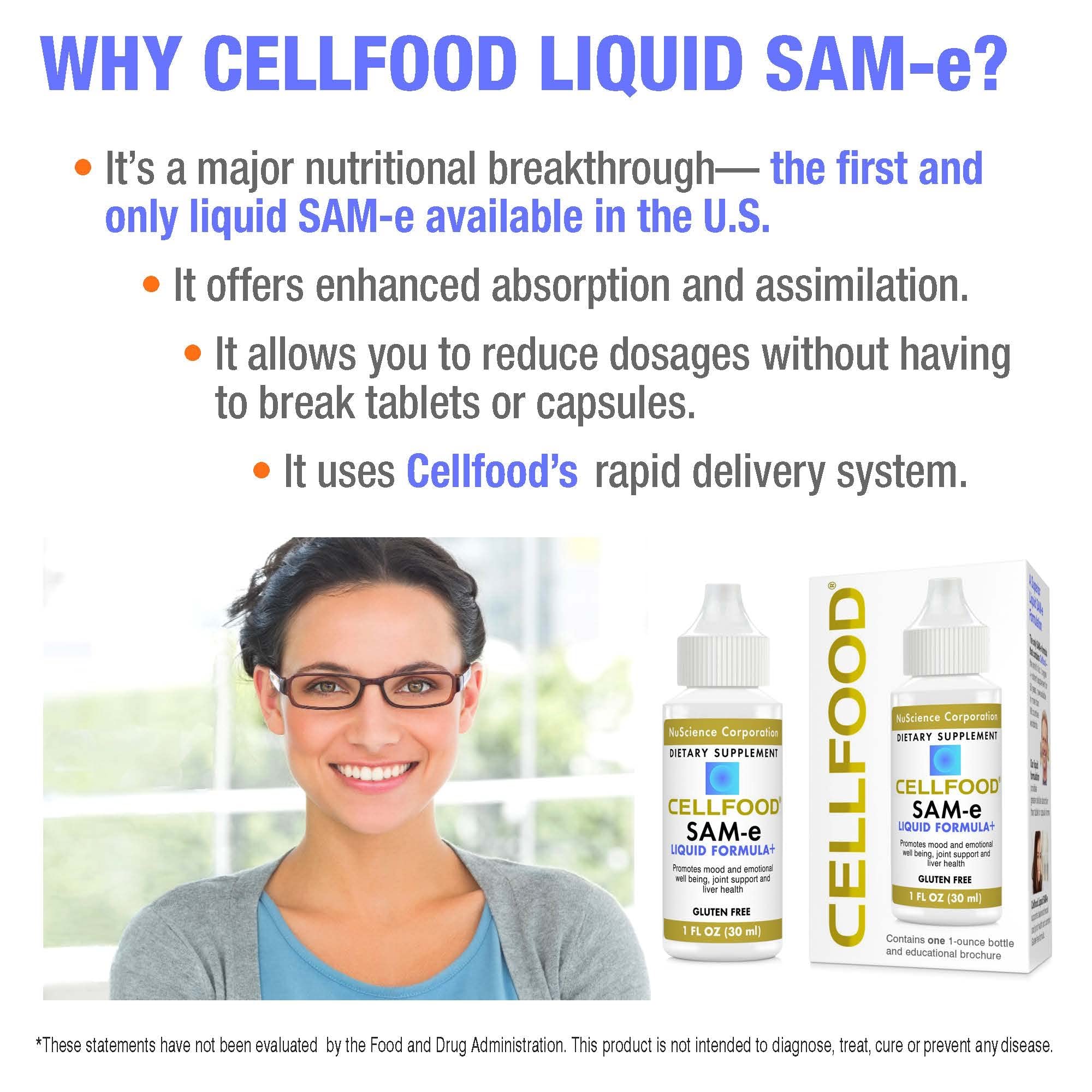 Label on Cellfood SAM-e Liquid Formula+ bottle