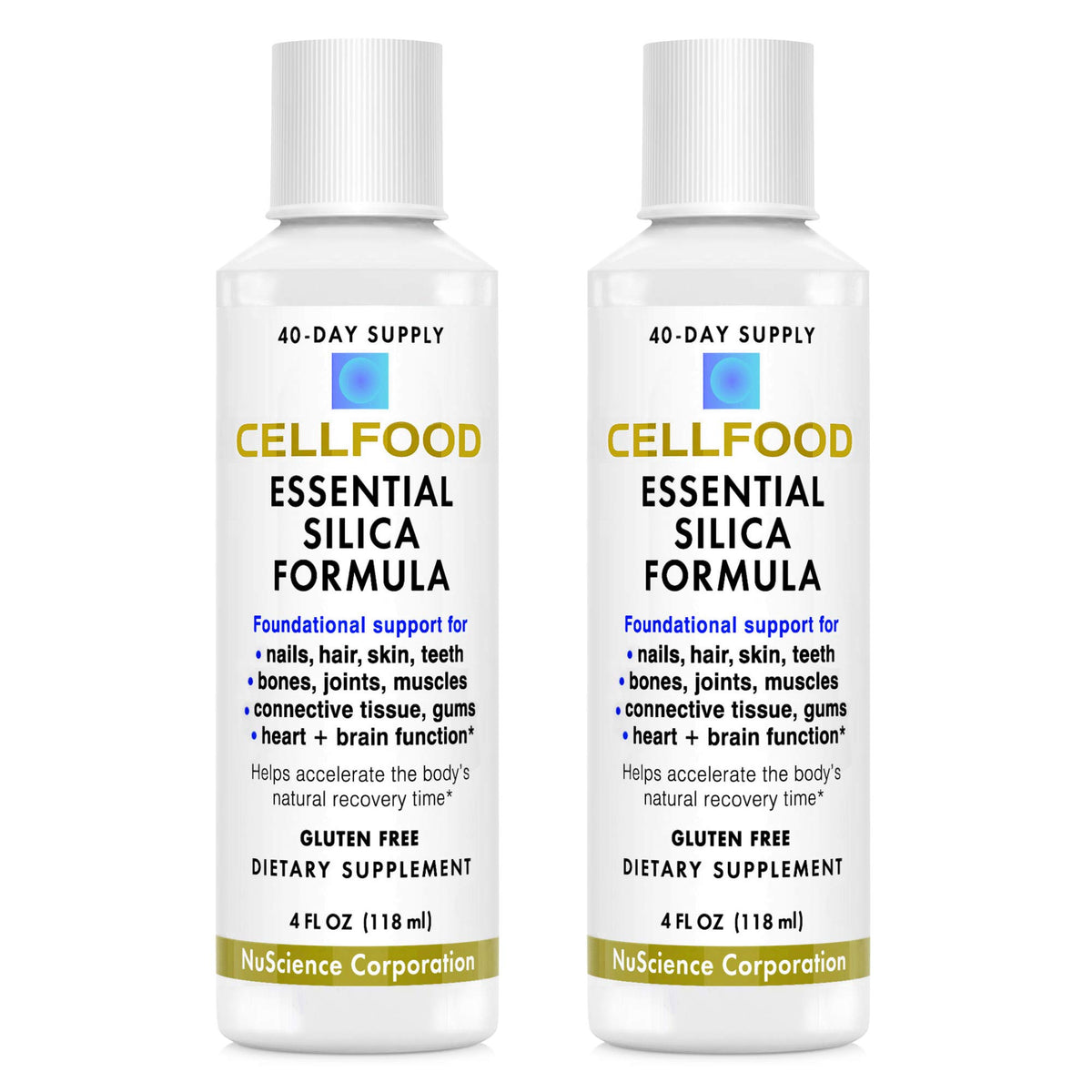 Front view of Cellfood Essential Silica Anti-Aging Formula 4 oz bottle
