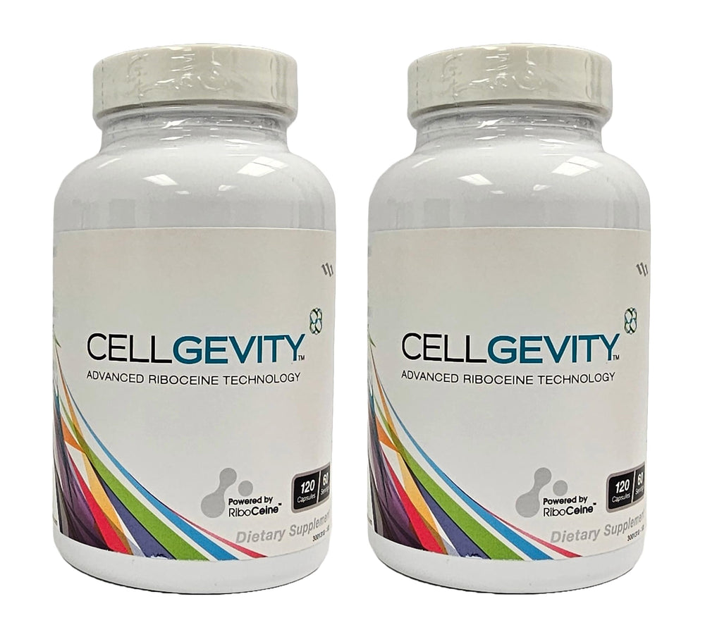 Cellgevity bottle with 2-pack packaging on white background