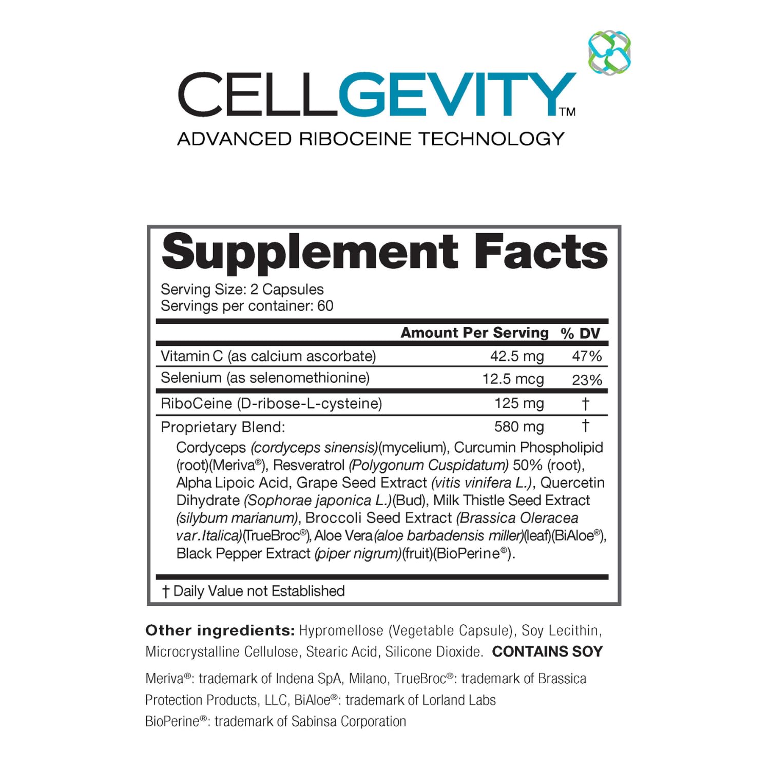 Close-up of Cellgevity 120 vegetable capsules