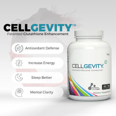 Cellgevity bottle with capsules displayed