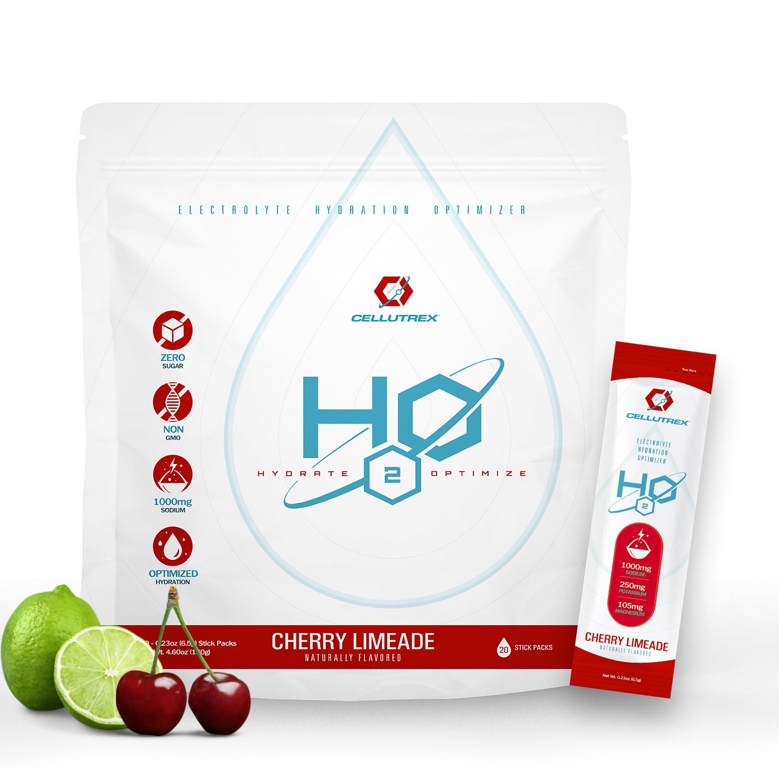 Cellutrex H2O zero-sugar packet dissolving for rapid hydration