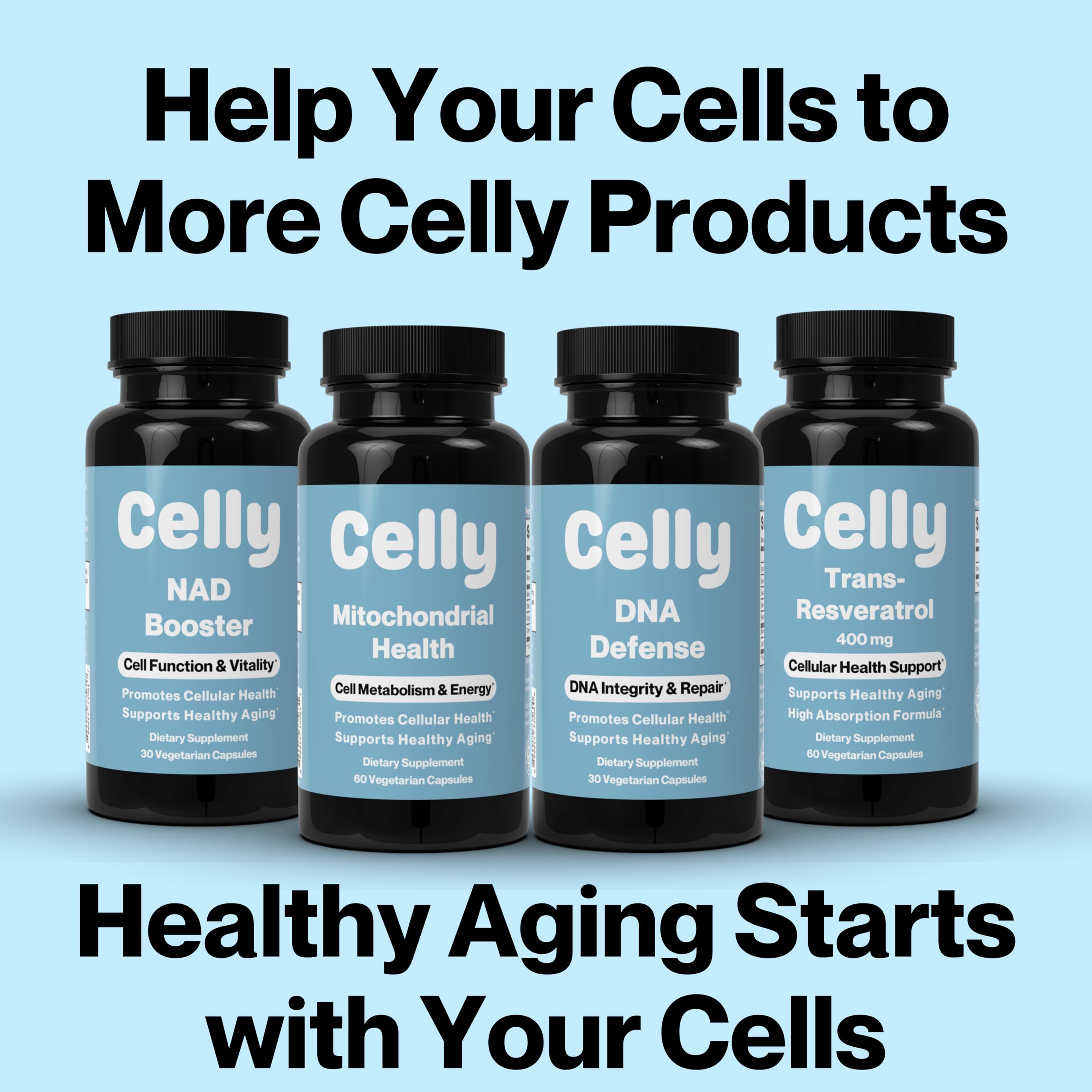 Celly Senolytic Complex packaging with bottle and box