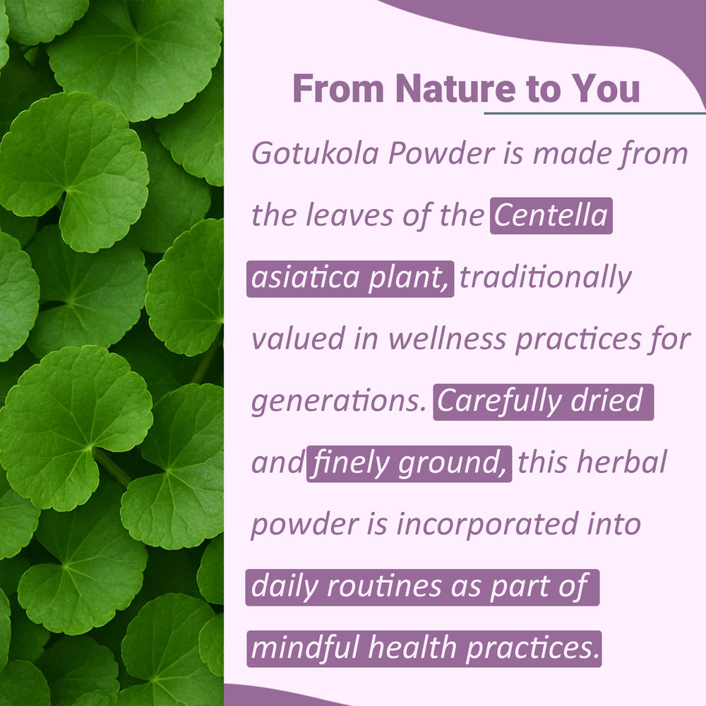 Centella Asiatica Gotu Kola powder packaging in a resealable pouch