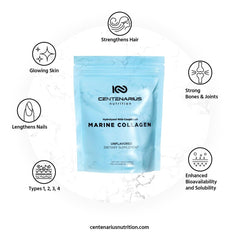 Wild caught marine collagen source label on container