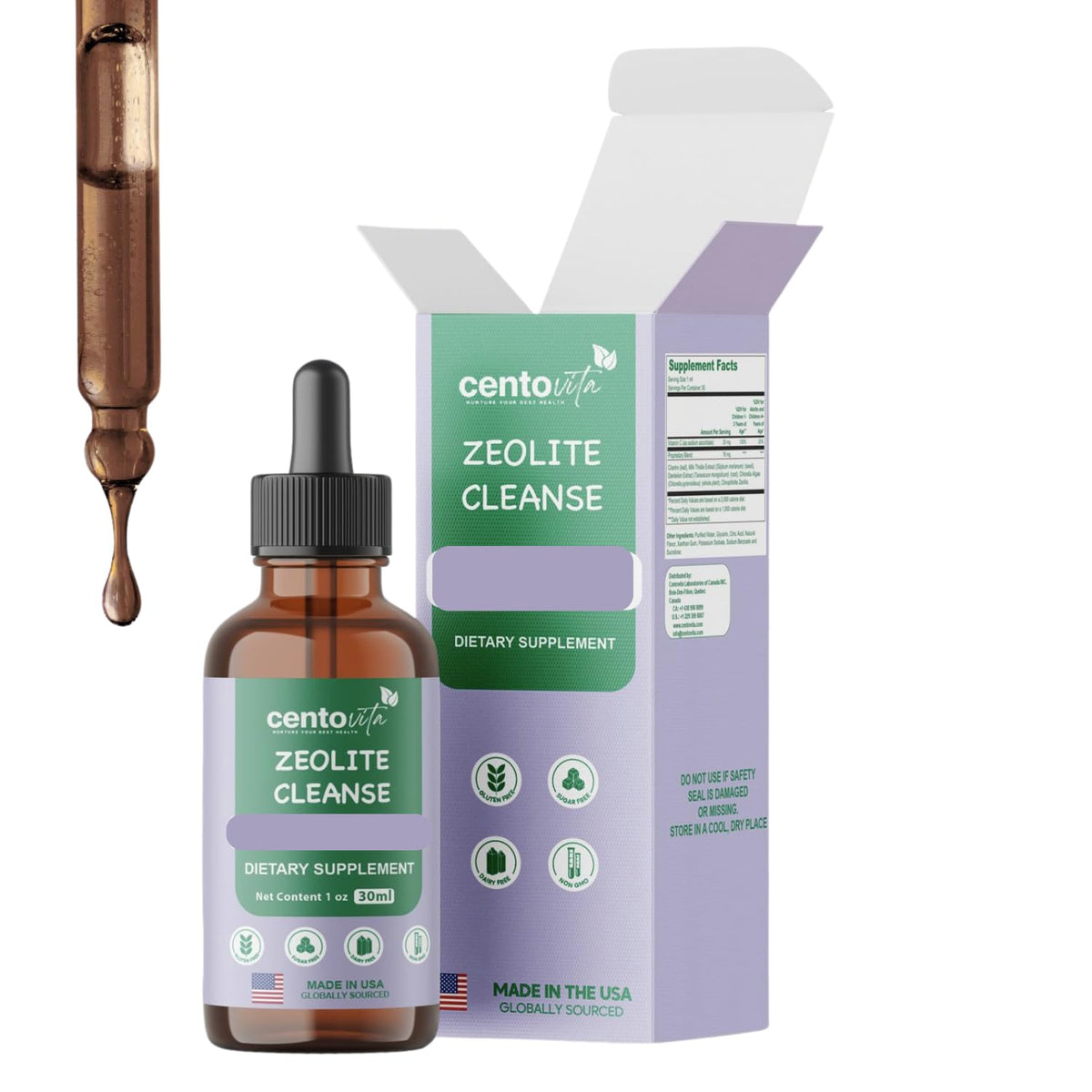 Centovita Zeolite Cleanse Drops for Kids bottle with label