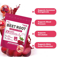 Close-up of 2-in-1 beet root powder and grape seed extract formula