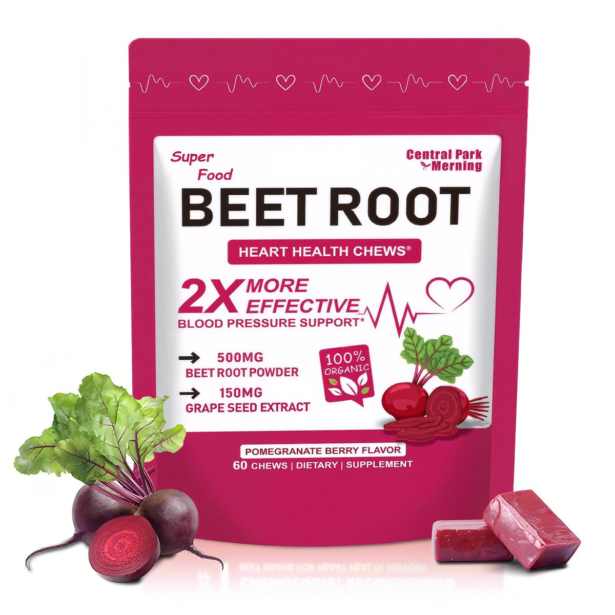 Central Park Morning Beet Root Chews bottle – front