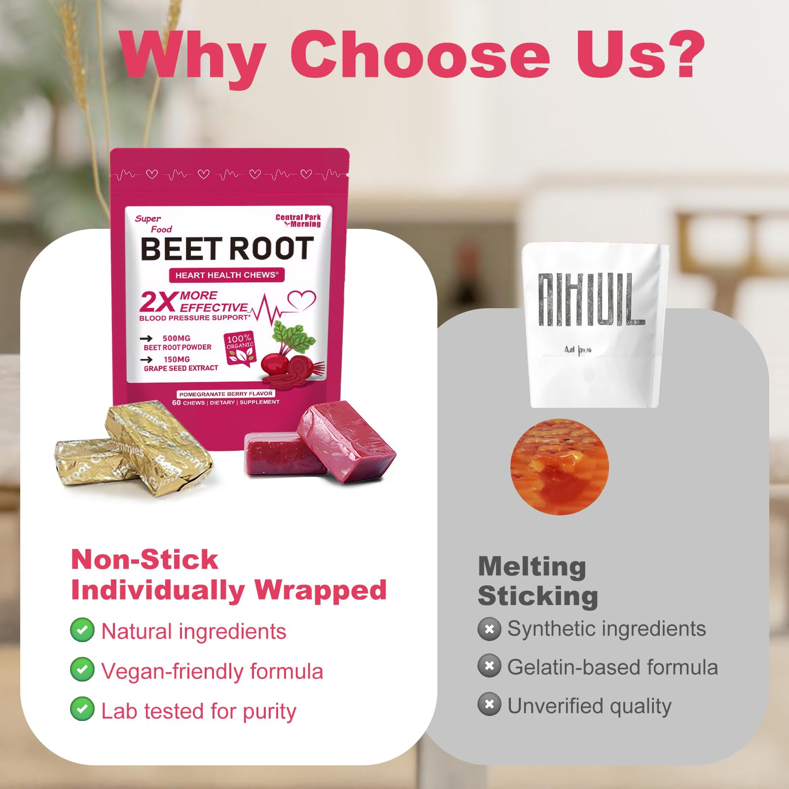 Packaging of Central Park Morning Beet Root Chews