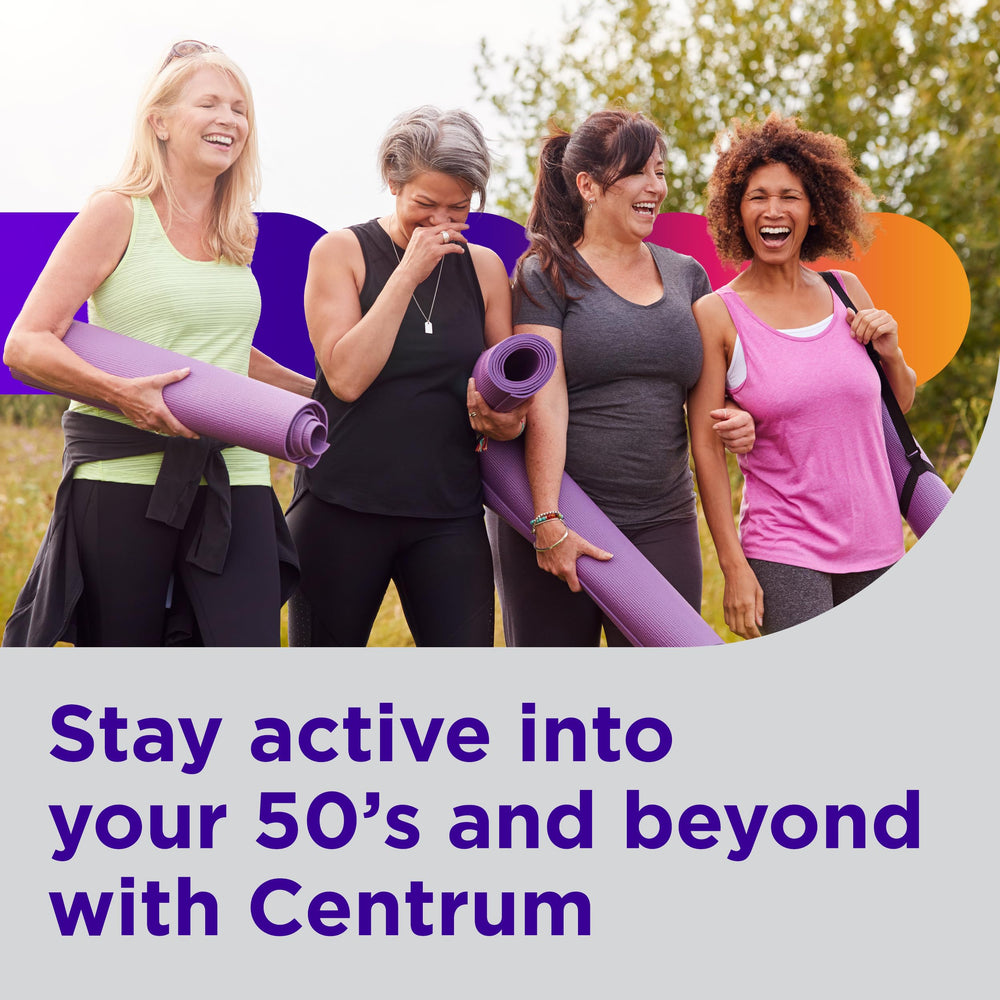 Centrum Silver age-health graphic emphasizes 50+ wellness.