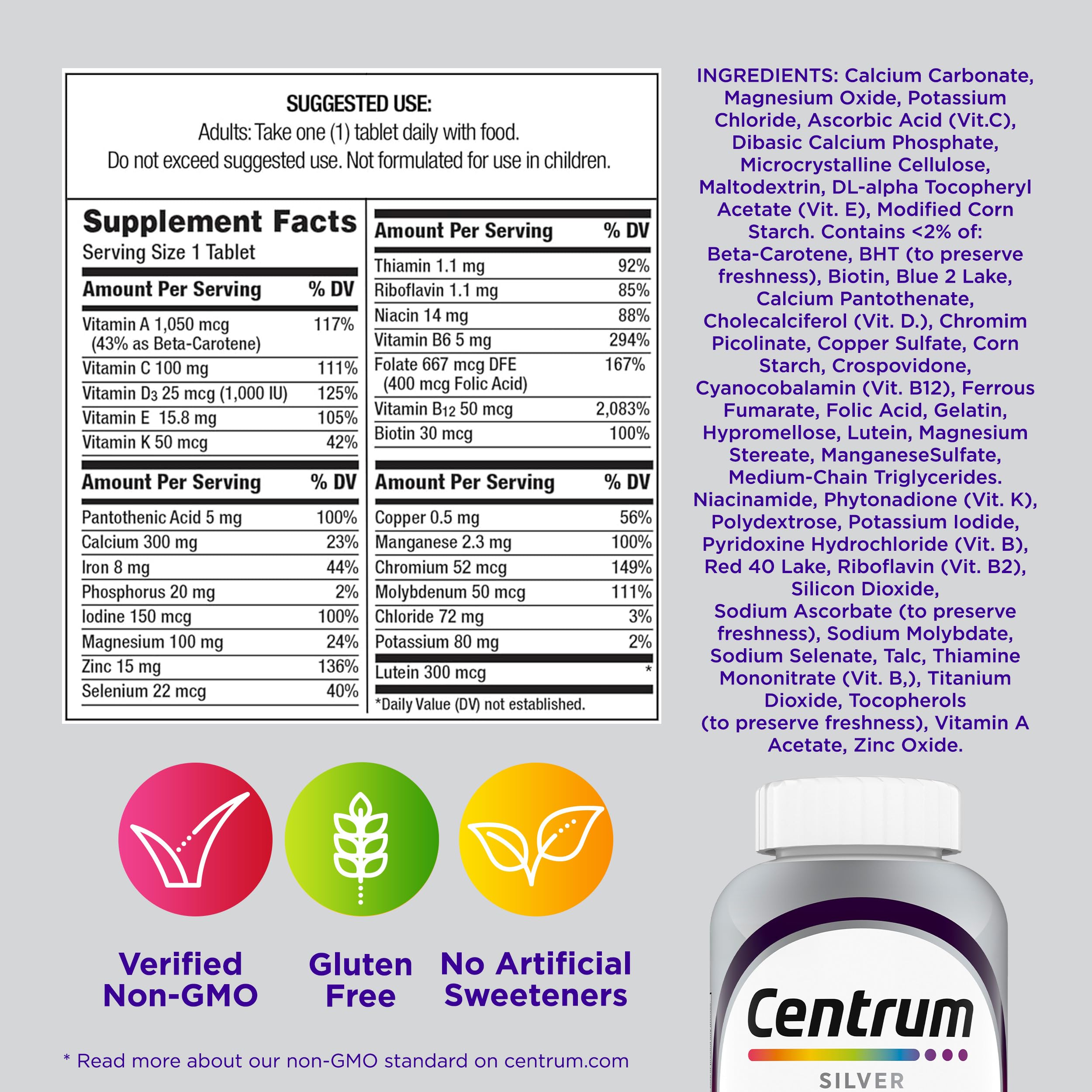 Centrum Silver daily-use calendar suggests consistent routines.