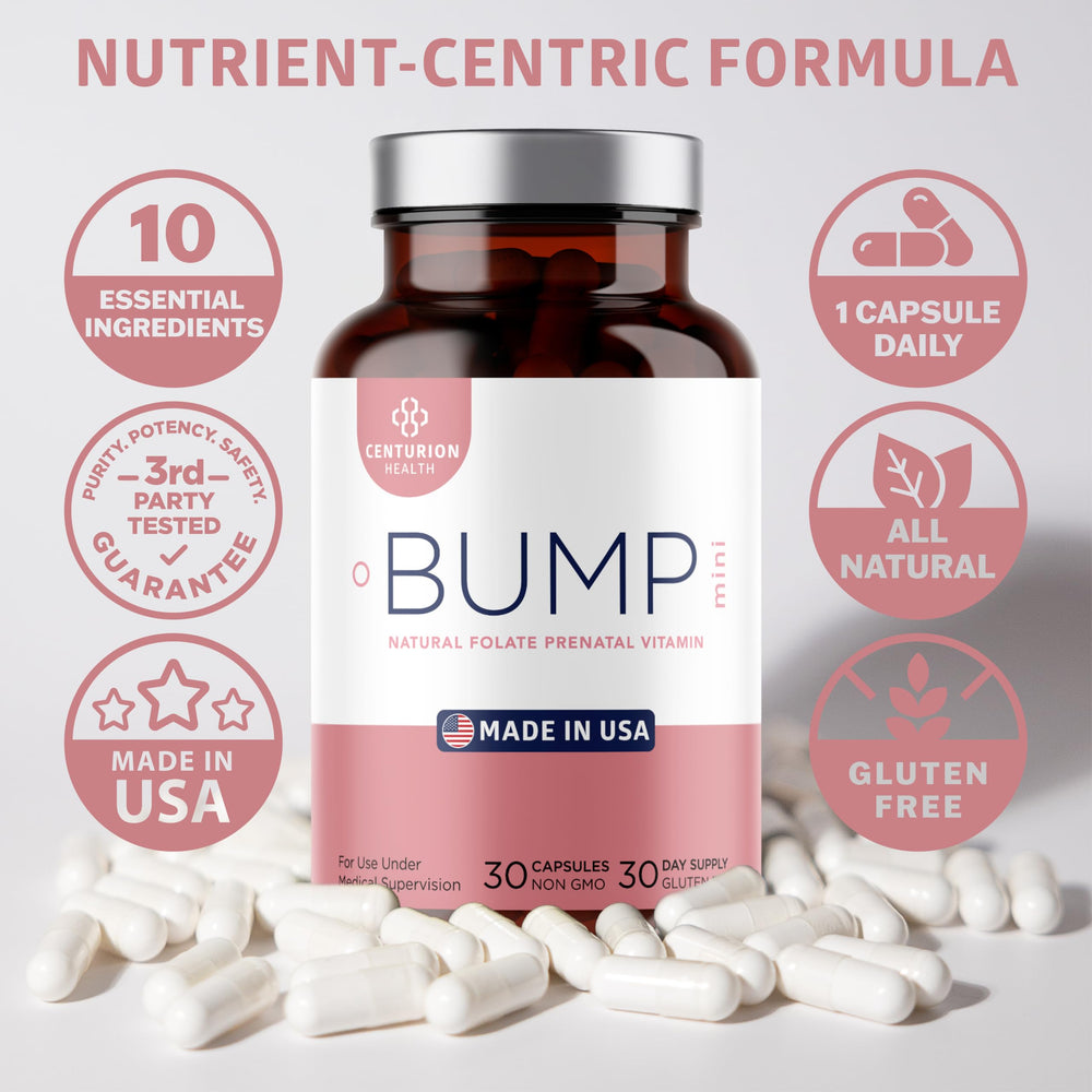 Packaging showing Centurion Labs Bump Mini 30 capsules