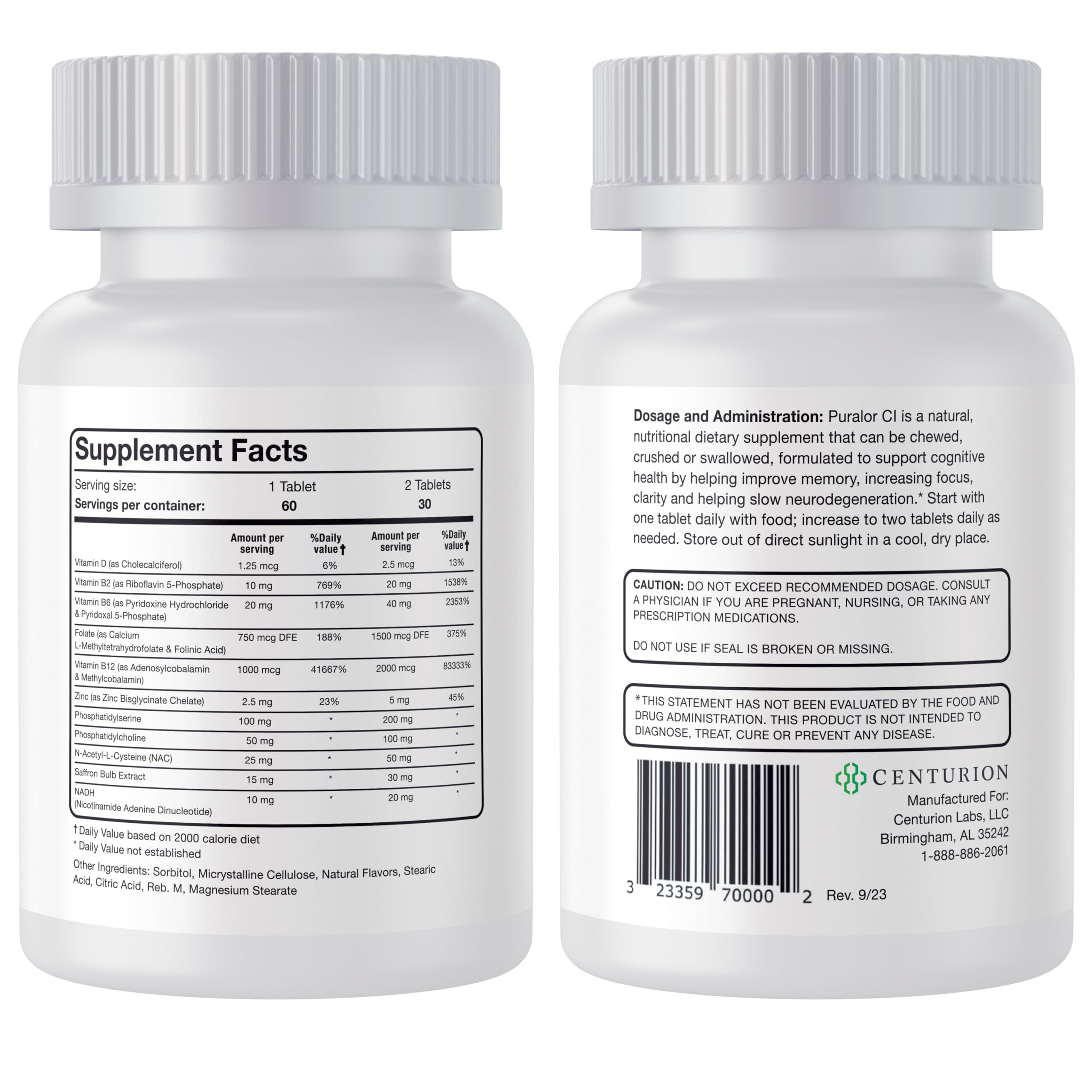 Centurion Puralor CI packaging label and branding