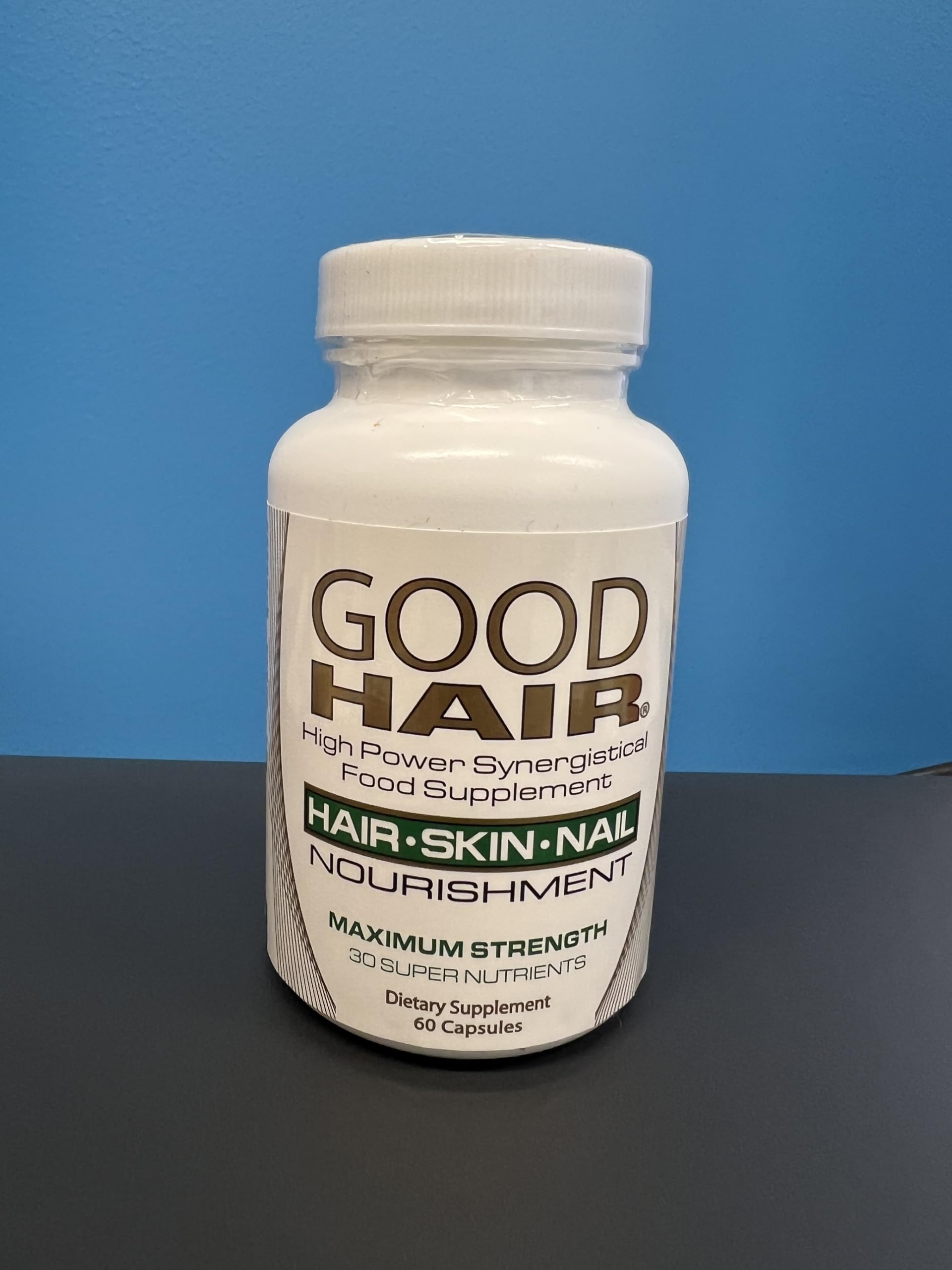 Close-up of product label showing ingredients evening primrose oil, MSM, and horsetail