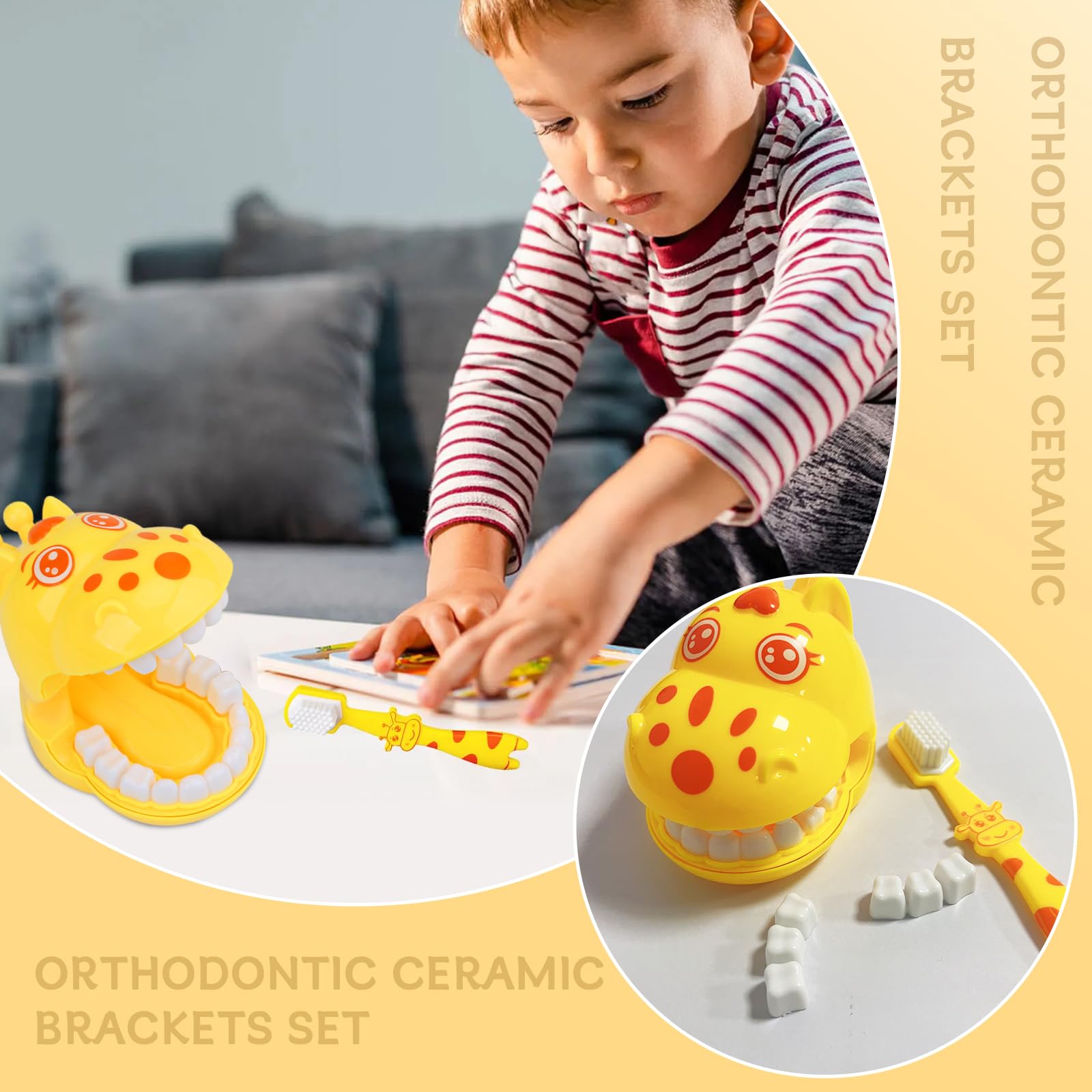 Durable giraffe toothbrush toy for toddler brushing training