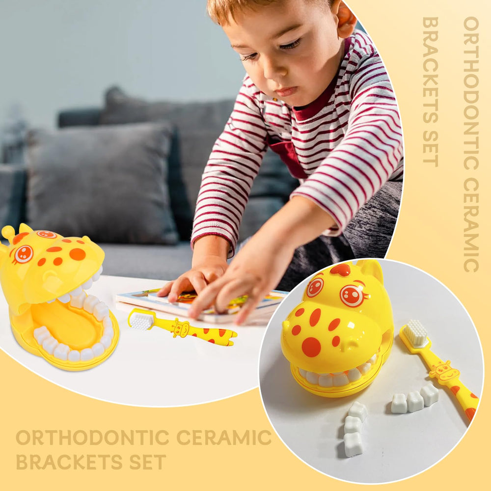 Durable giraffe toothbrush toy for toddler brushing training