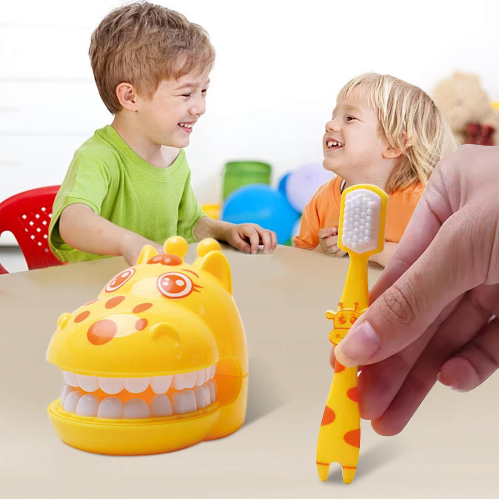 Interactive teeth model with toothbrush for teaching brushing