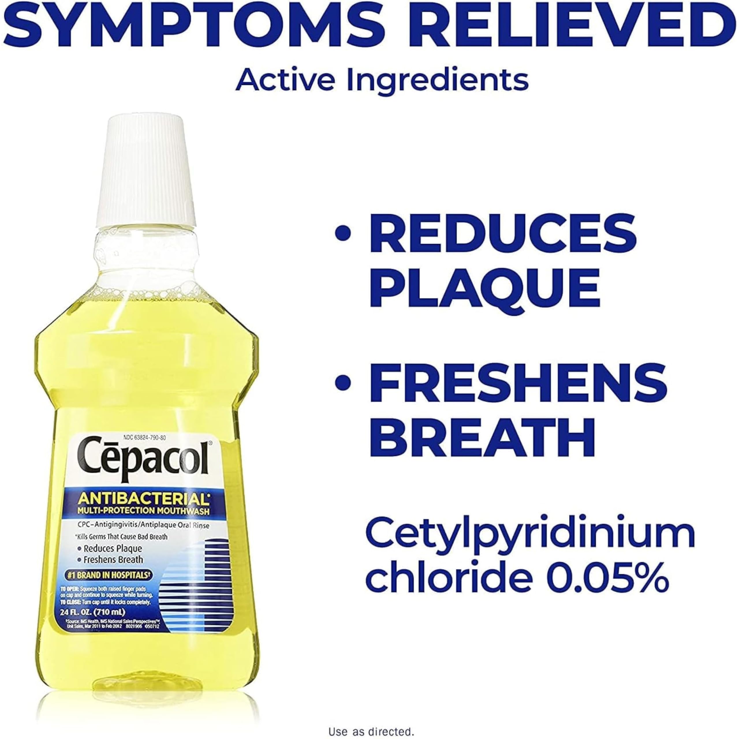 Close up of Cepacol mouthwash bottle label