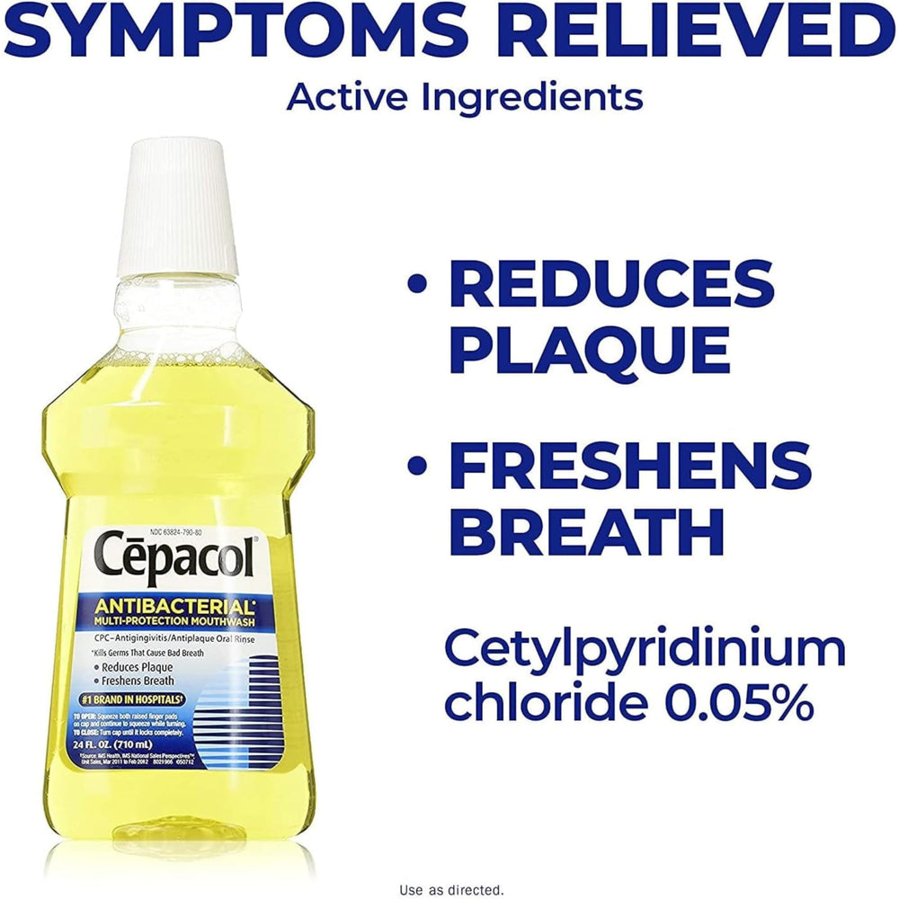 Close up of Cepacol mouthwash bottle label